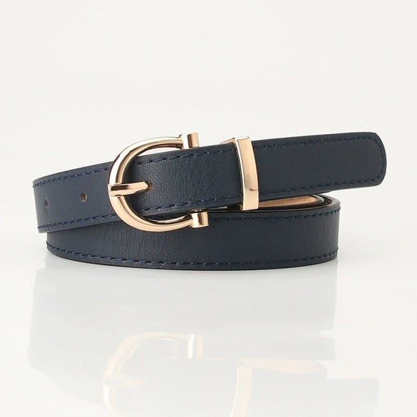 Ladies Fashion Imitation Leather Thin Belt With Electroplating For Jeans And Clothing Matching