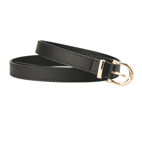 Ladies Fashion Imitation Leather Thin Belt With Electroplating For Jeans And Clothing Matching