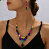 Ladies Fashion Jewelry Set With Alloy Glass Rhinestones Mixed Gemstone Inlay Love Water Drops Bells Pattern