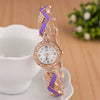 Ladies Fashion Leaf Bracelet Quartz Wrist Watch Alloy Material Round Dial