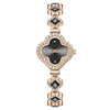 Ladies Fashion Luxury Fourleaf Clover Bracelet Quartz Watch Alloy Case Sapphire Crystal Glass Mirror Fine Steel Strap