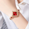 Ladies Fashion Luxury Fourleaf Clover Bracelet Quartz Watch Alloy Case Sapphire Crystal Glass Mirror Fine Steel Strap