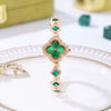 Ladies Fashion Luxury Fourleaf Clover Bracelet Quartz Watch Alloy Case Sapphire Crystal Glass Mirror Fine Steel Strap