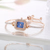 Ladies Fashion Metal And Genuine Leather Square Quartz Watch