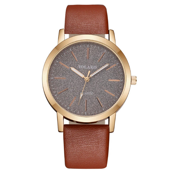 Ladies Fashion Quartz Watch Alloy Case Leather Strap Round Dial