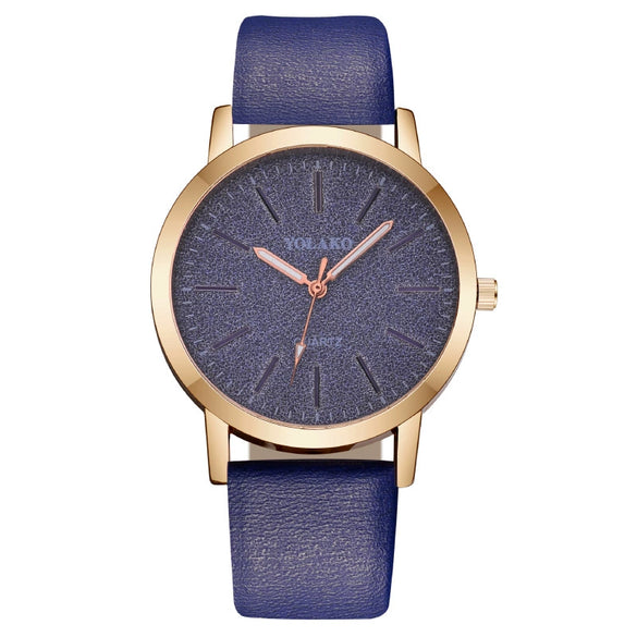 Ladies Fashion Quartz Watch Alloy Case Leather Strap Round Dial
