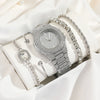 Ladies Fashion Quartz Watch With Diamondencrusted Digital Face Alloy Band And Round Dial