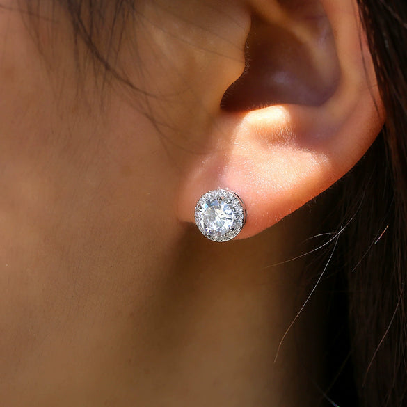 Ladies Fashion Round Zircon Earrings Classic Joker Style Hot Accessories Styling Geometry Pattern Copper Material Diamond Treatment Design Wholesale