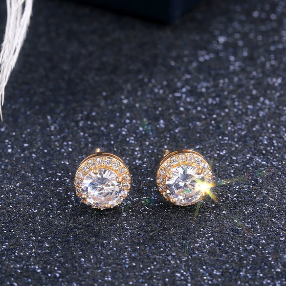Ladies Fashion Round Zircon Earrings Classic Joker Style Hot Accessories Styling Geometry Pattern Copper Material Diamond Treatment Design Wholesale