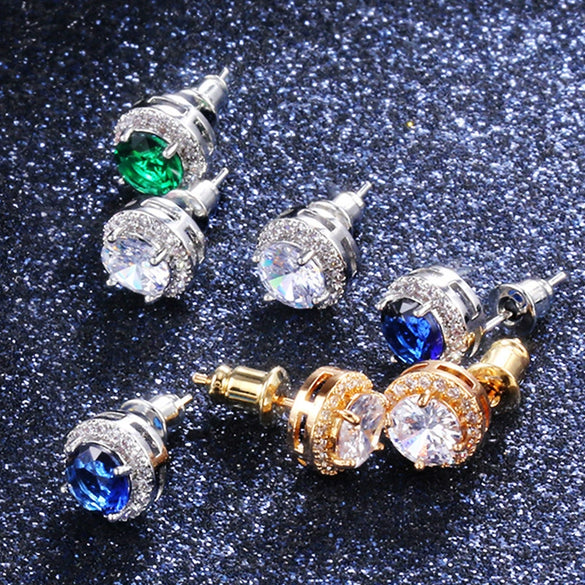 Ladies Fashion Round Zircon Earrings Classic Joker Style Hot Accessories Styling Geometry Pattern Copper Material Diamond Treatment Design Wholesale