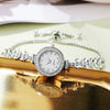 Ladies Fashion Simple Diamond Quartz Watch Alloy Stainless Steel Ordinary Glass Mirror Round