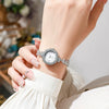 Ladies Fashion Simple Diamond Quartz Watch Alloy Stainless Steel Ordinary Glass Mirror Round