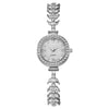 Ladies Fashion Simple Diamond Quartz Watch Alloy Stainless Steel Ordinary Glass Mirror Round