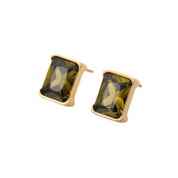 Ladies Fashion Simple Square Titanium Steel And Stainless Steel Earrings With Electroplating Treatment