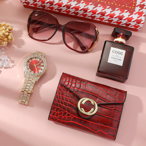 Ladies Fashion Simple Watch Set With Stainless Steel Material And Round Dial