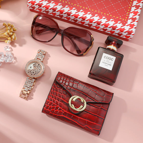 Ladies Fashion Simple Watch Set With Stainless Steel Material And Round Dial