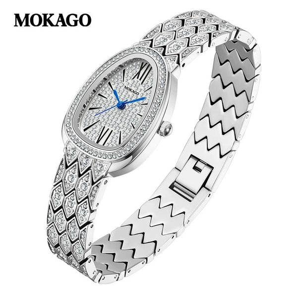 Ladies Fashion Snake Quartz Watch With Copper Band And Zinc Alloy Case