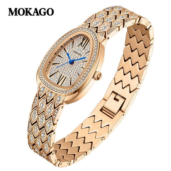 Ladies Fashion Snake Quartz Watch With Copper Band And Zinc Alloy Case