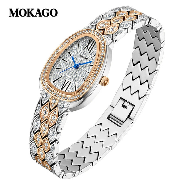 Ladies Fashion Snake Quartz Watch With Copper Band And Zinc Alloy Case