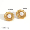 Ladies Fashion Stainless Steel Geometric And Sunflower Pattern Electroplating Earrings