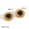 Ladies Fashion Stainless Steel Geometric And Sunflower Pattern Electroplating Earrings
