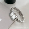 Ladies Fashion Vintage Watch With Steel Band Rectangular Case Green Dial And Alloy Case Material