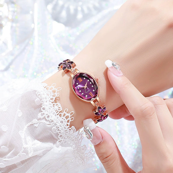Ladies Fashionable Alloy Oval Dial Quartz Bracelet Watch