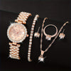 Ladies Fashionable Diamond Watch Jewelry Set With Heart Shaped Jewelry Alloy And Stainless Steel Materials