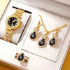 Ladies Fashionable Diamond Watch Jewelry Set With Heart Shaped Jewelry Alloy And Stainless Steel Materials