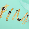 Ladies Fashionable Diamond Watch Jewelry Set With Heart Shaped Jewelry Alloy And Stainless Steel Materials