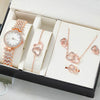Ladies Fashionable Diamond Watch Jewelry Set With Heart Shaped Jewelry Alloy And Stainless Steel Materials