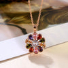 Ladies Flower Pattern Artificial Zircon Rose Gold Ochain Necklace