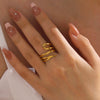 Ladies Geometric Hollow Stainless Steel Ring With Electroplating Design