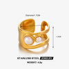 Ladies Geometric Pearl Inlaid Gold Plated Stainless Steel Ring