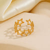 Ladies Geometric Stainless Steel Cut Out Fivepointed Star Open Ring Electroplated