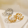 Ladies Geometric Stainless Steel Cut Out Fivepointed Star Open Ring Electroplated