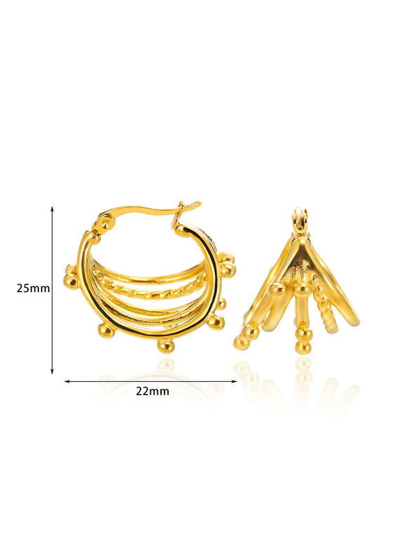 Ladies Geometric Stainless Steel Hollow Electroplated Earrings