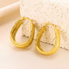 Ladies Geometric Stainless Steel Hollow Electroplated Earrings