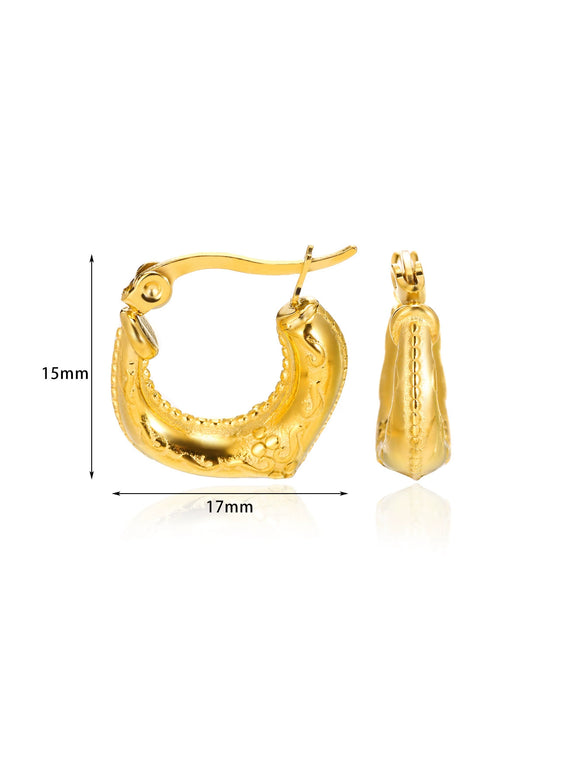 Ladies Geometric Stainless Steel Hollow Electroplated Earrings