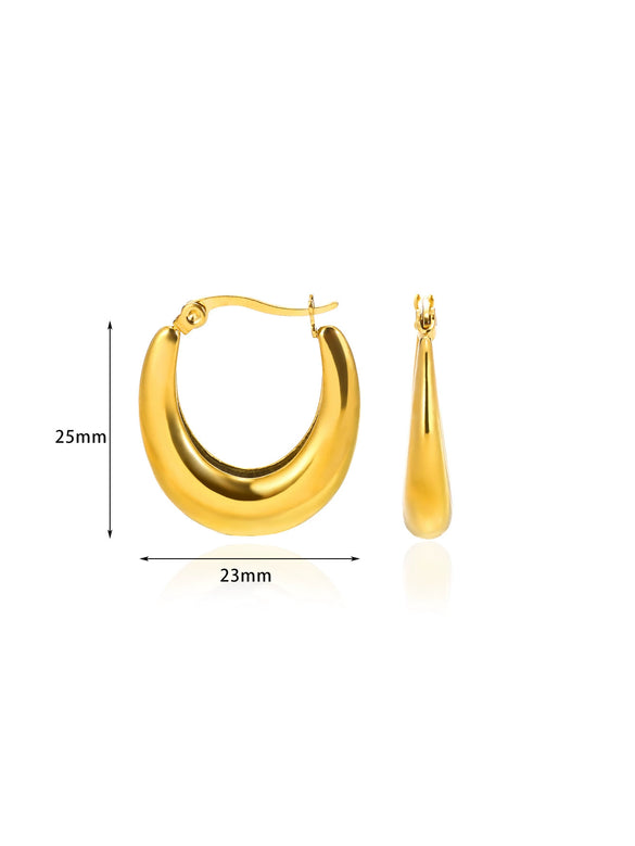 Ladies Geometric Stainless Steel Hollow Electroplated Earrings