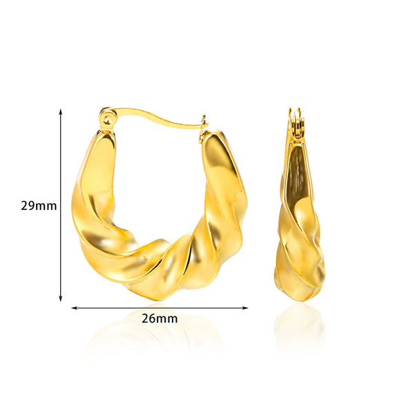 Ladies Geometric Stainless Steel Hollow Electroplated Earrings