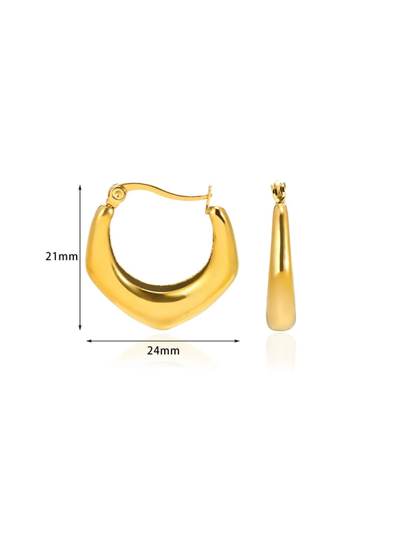 Ladies Geometric Stainless Steel Hollow Electroplated Earrings