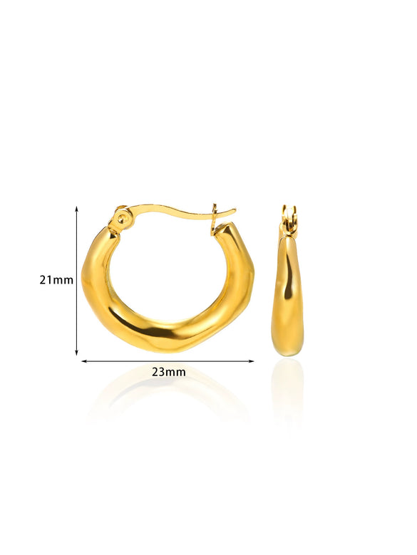 Ladies Geometric Stainless Steel Hollow Electroplated Earrings
