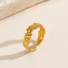 Ladies Geometric Stainless Steel Opening Adjustable 18K Gold Plated Ring