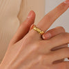 Ladies Geometric Stainless Steel Opening Adjustable 18K Gold Plated Ring
