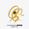 Ladies Geometric Titanium Steel Ring Inlaid With Tiger Stone Malachite Obsidian 18K Gold Plated