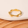 Ladies Geometric Wave Titanium Steel And Stainless Steel Ring With Electroplating Process