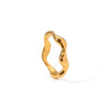 Ladies Geometric Wave Titanium Steel And Stainless Steel Ring With Electroplating Process