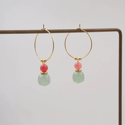 Ladies Handmade Geometric Jade Earrings