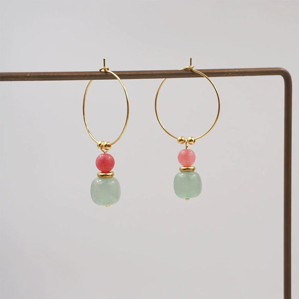 Ladies Handmade Geometric Jade Earrings